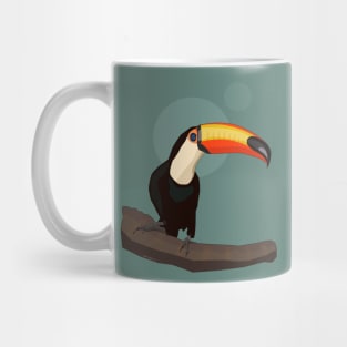 Illustration of a Toucan on a Branch with Mint Green Background Mug